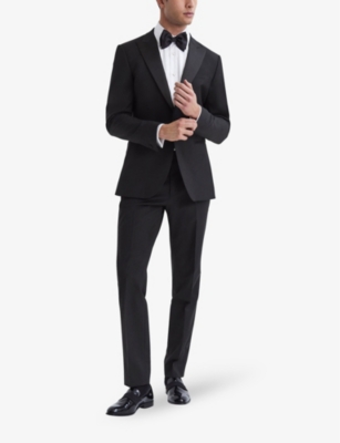 Reiss Mens Black Poker Single-breasted Slim-fit Stretch-wool Blend Suit Jacket In Black