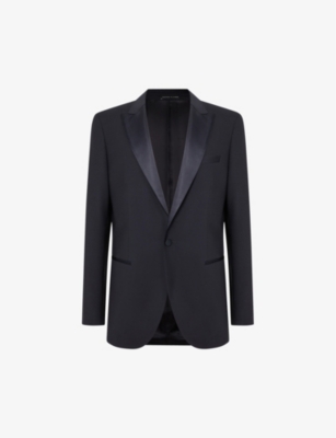 Reiss Mens Navy Poker Single-breasted Slim-fit Stretch-wool Blend Suit Jacket