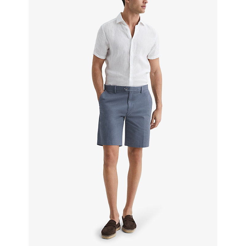 Shop Reiss Wicket Stretch-cotton Chino Shorts In Blue
