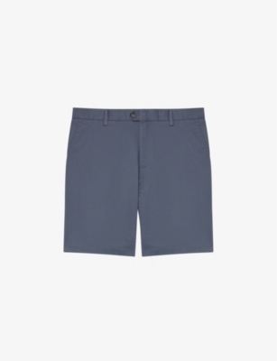 Shop Reiss Mens Airforce Blue Wicket Stretch-cotton Chino Shorts