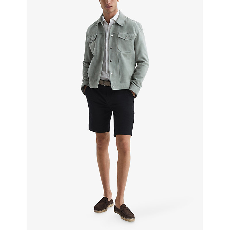 Shop Reiss Wicket Stretch-cotton Chino Shorts In Black