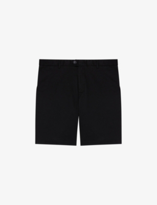 Shop Reiss Mens Black Wicket Stretch-cotton Chino Shorts