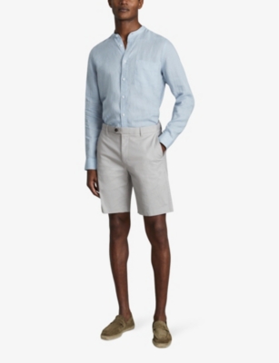 Shop Reiss Men's Ice Grey Wicket Stretch-cotton Chino Shorts