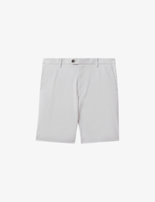 Shop Reiss Men's Ice Grey Wicket Stretch-cotton Chino Shorts