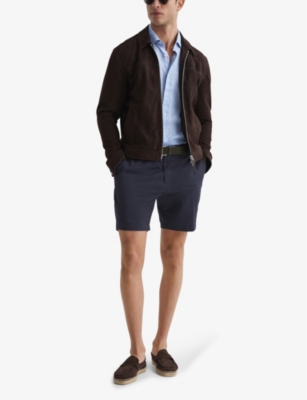 Reiss Wicket Cotton Blend Chino Shorts In Navy