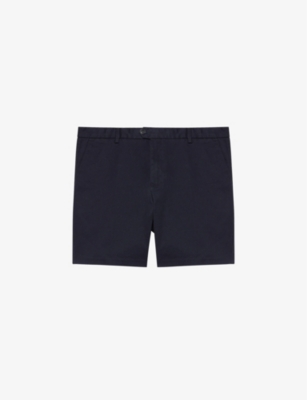 Shop Reiss Men's Navy Wicket Stretch-cotton Chino Shorts