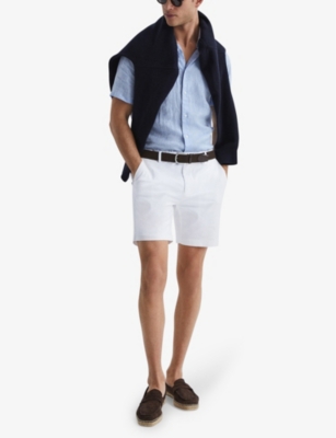 Shop Reiss Men's White Wicket Stretch-cotton Chino Shorts