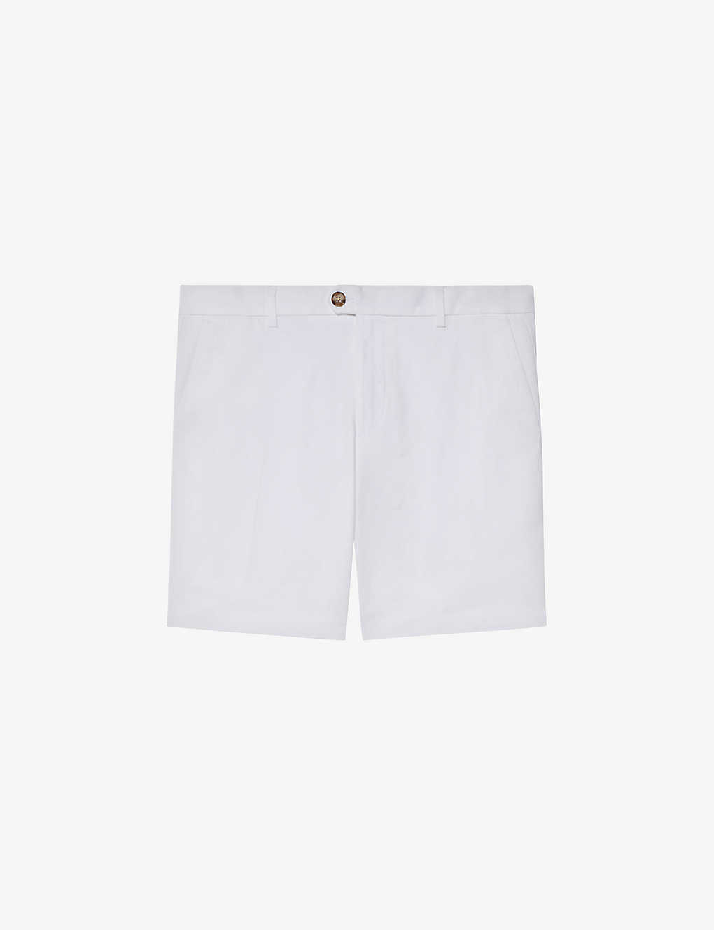 Reiss Mens White Wicket Stretch-cotton Chino Shorts