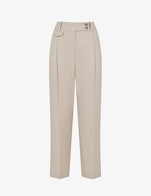 REISS: River tapered high-rise woven trousers