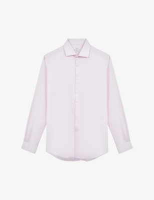 Shop Reiss Men's Pink Remote Slim-fit Cotton Shirt