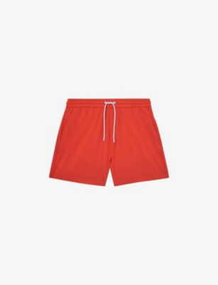 Reiss Mens Bright Orange Elasticated-waist Stretch-woven Swim Shorts