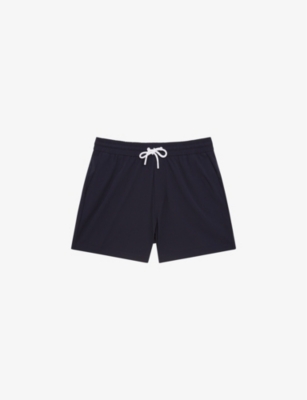 Reiss Wave Plain Drawstring Swim Shorts In Navy