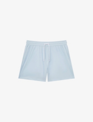 Reiss Ripple Stripe Seersucker Swim Trunks In Soft Blue