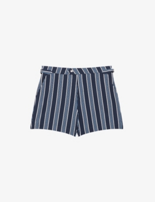 Reiss Mens Navy Palm Recycled Polyester-blend Swim Shorts
