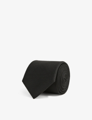 Reiss Ceremony Textured Silk Tie In Black