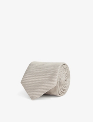 Reiss Ceremony Textured Silk Tie In Champagne