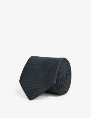 Reiss Ceremony Textured Silk Tie In Navy