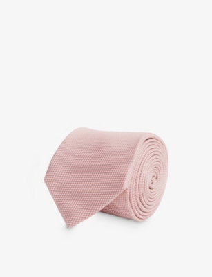 Reiss Mens Soft Pink Ceremony Textured Silk Tie