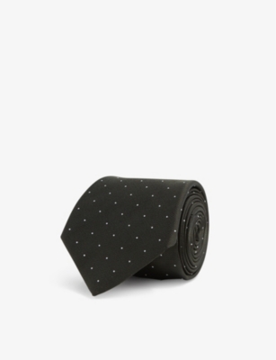 Reiss Mens Dark Green Liam Polka-dot Woven Tie