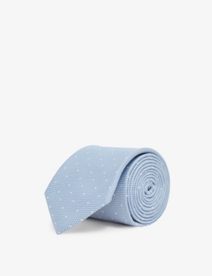 REISS REISS MEN'S SOFT BLUE LIAM POLKA-DOT WOVEN TIE,63075299