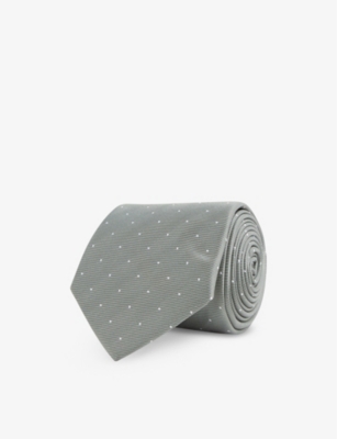 Reiss Mens Soft Sage Liam Polka-dot Woven Tie