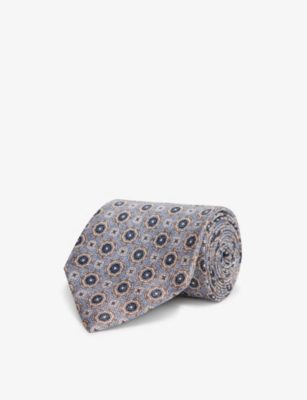 Reiss Asolo Medallion Print Tie In Airforce Blue