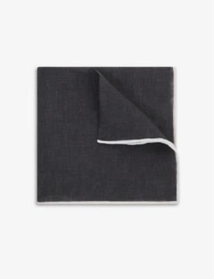 Reiss Navy Linen Plain Pocket Square In Navy