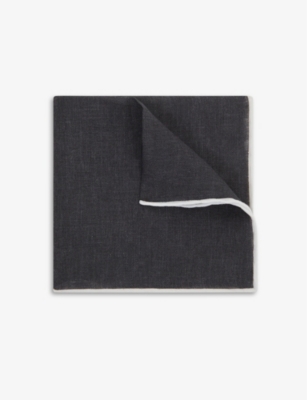 REISS REISS MEN'S NAVY PIAZZA CONTRAST-TRIM LINEN POCKET SQUARE,63076296