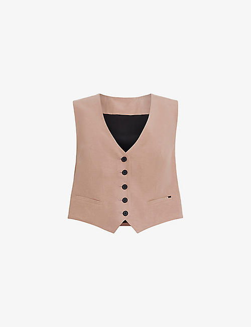 ALLSAINTS: Deri Lyn recycled polyester-lined woven waistcoat