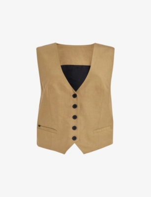Allsaints Deri Lyn Crop Vest In Light Khaki Br