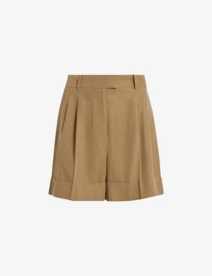 Allsaints Deri Lyn Cuff Shorts In Light Khaki Br