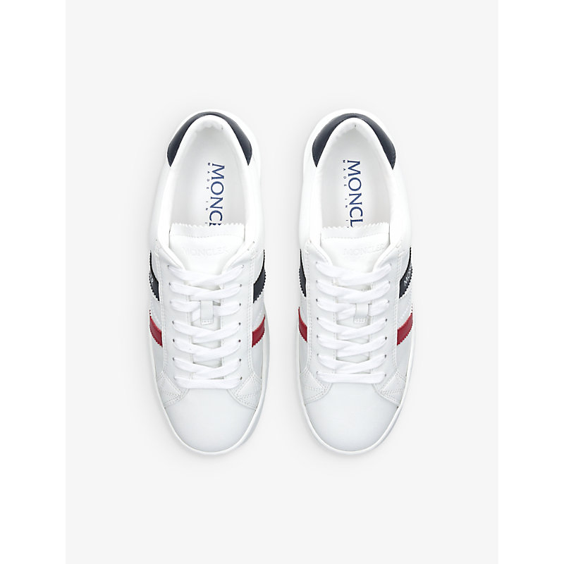 Shop Moncler Mens White/comb Monaco Panelled Leather Low-top Trainers