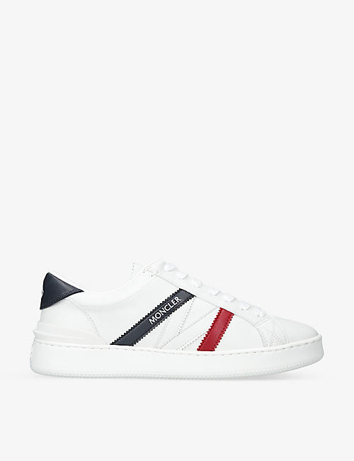 MONCLER: Monaco panelled leather low-top trainers