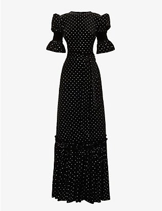 THE VAMPIRE'S WIFE: Night puff-sleeve stretch-velvet gown