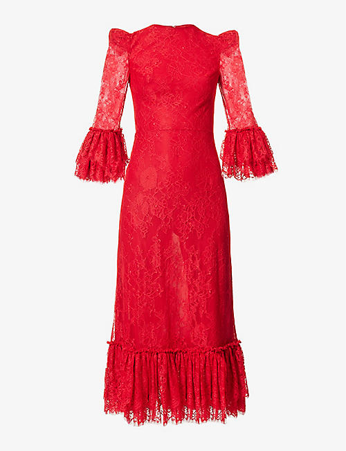 THE VAMPIRE'S WIFE: The Strawberry Moon floral-embroidered lace maxi dress