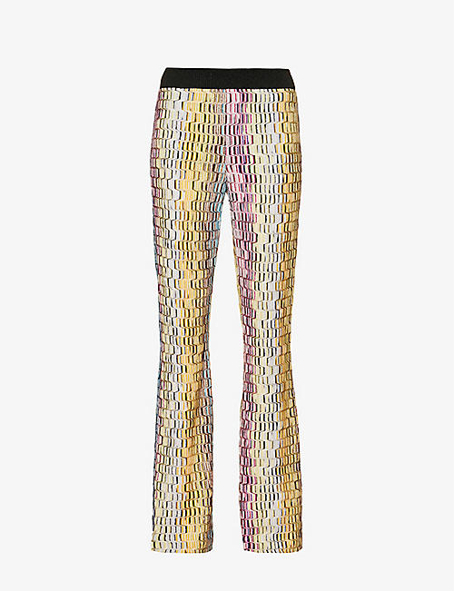 MISSONI: Vertical mid-rise flared-leg knitted trousers