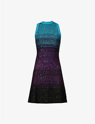 MISSONI: Sequin-embellished knitted mini dress