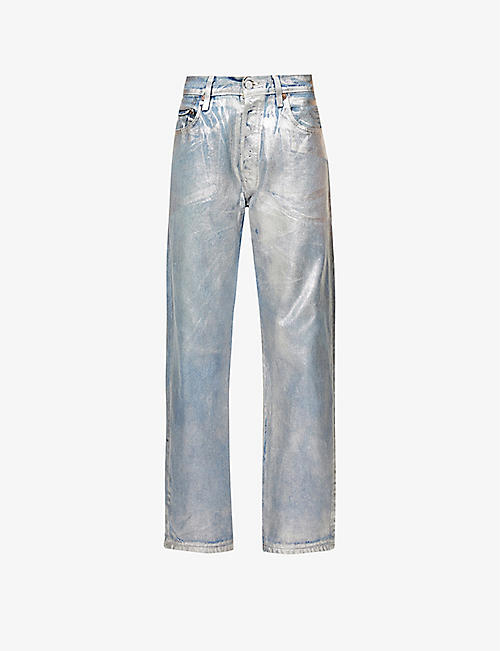 EB DENIM: Silver Belle distressed straight high-rise jeans