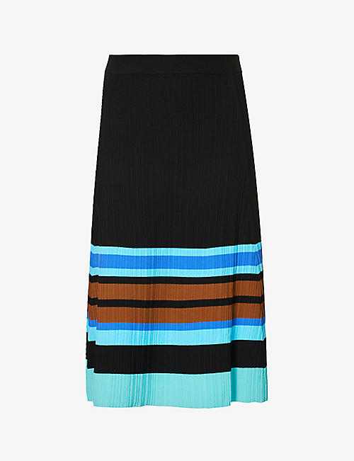 WALES BONNER: Striped-panels high-rise knitted midi skirt