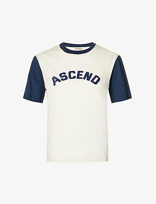 WALES BONNER: Ascend flocked-logo organic-cotton T-shirt