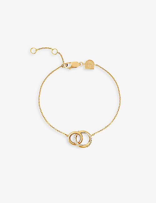 ASTRID & MIYU: Orbit Crystal 18ct yellow gold-plated recycled sterling-silver and cubic zirconia bracelet