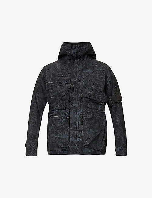 NEMEN: Parachute geometric-pattern relaxed-fit cotton-blend jacket