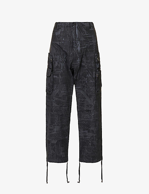 NEMEN: Parachute relaxed-fit wide-leg mid-rise cotton-blend trousers