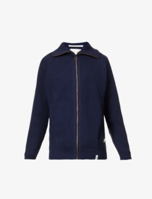PEREGRINE: Foxton zipped funnel-neck wool cardigan