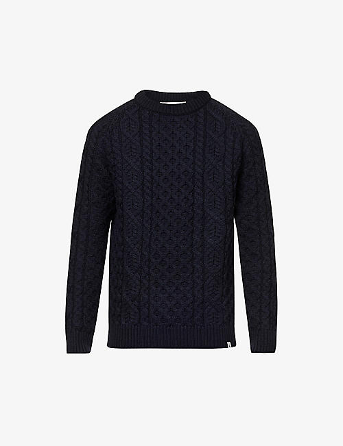 PEREGRINE: Hudson crewneck cable-knit wool jumper