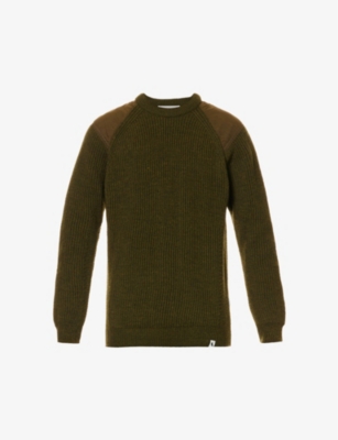 Peregrine Field Wool Sweater In Olive