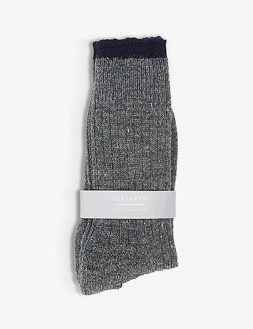 PEREGRINE: Striped stretch-wool boot socks