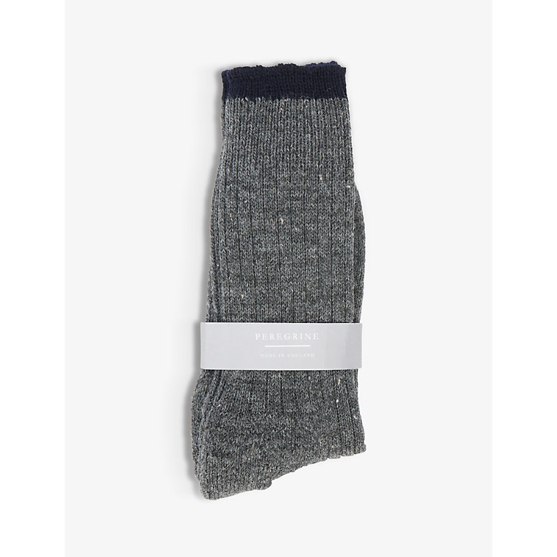 Peregrine Striped Stretch-wool Boot Socks In Nimbus