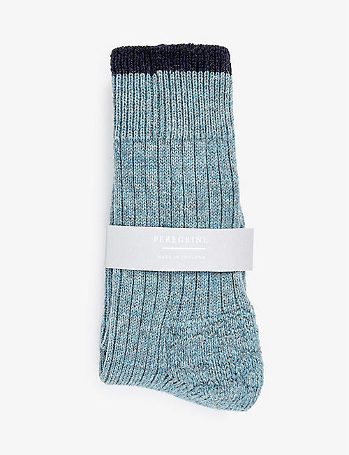 PEREGRINE: Striped stretch-wool boot socks