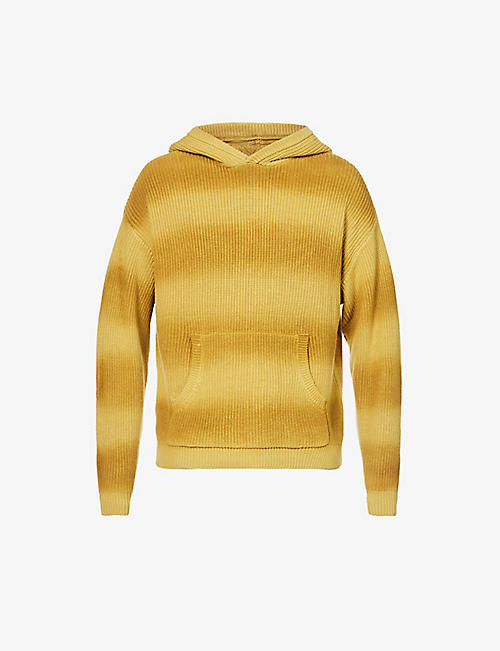 STUSSY: Gradient striped knit-cotton hoody
